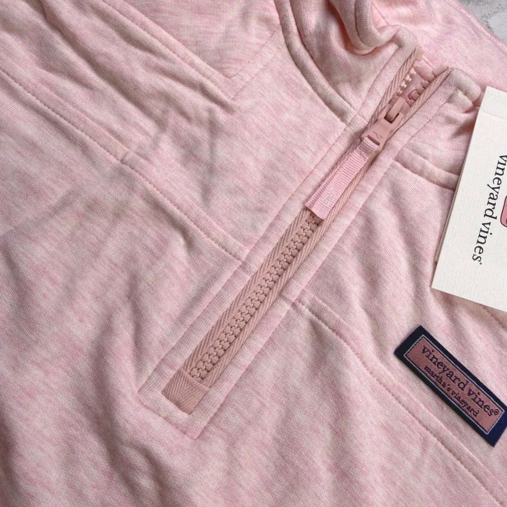 Vineyard Vines Shep Shirt Girls L Pink Dreamcloth Quarter Zip 7K001785 Kids NWT